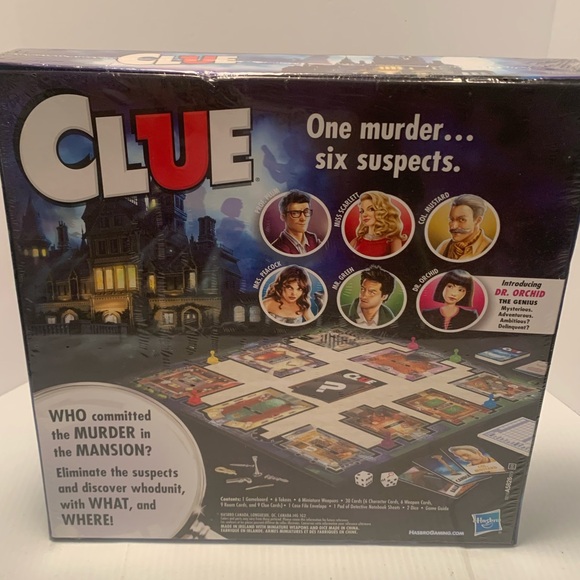 CLUE- The Classic Mystery Board Game w/ Dr. Orchid -by Hasbro: New Sealed - Picture 2 of 4